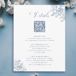 Tarjeta De Recepción Detalles del Boda azul turbio del jardín de la flo