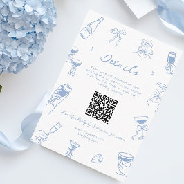 Tarjeta De Recepción Detalles del Boda azul turbio dibujado a mano