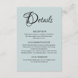 Tarjeta De Recepción Detalles del Boda azul turbio mínimo