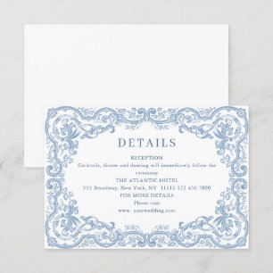 Tarjeta De Recepción Detalles del Boda azul turbulento del órgano renac