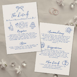 Tarjeta De Recepción Detalles del Boda azul vintage dibujado a mano