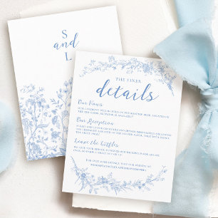 Tarjeta De Recepción Detalles del Boda azul vintage floral Wreath Dusty