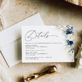 Tarjeta De Recepción Detalles del Boda azul y blanco de la marina