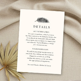 Tarjeta De Recepción Detalles del Boda Bahia Minimal Palm Leaf