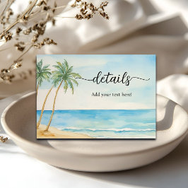 Tarjeta De Recepción Detalles del Boda Beach and Palm Trees