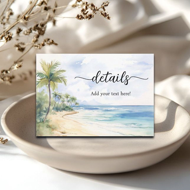Tarjeta De Recepción Detalles del Boda Beach and Palm Trees (Subido por el creador)