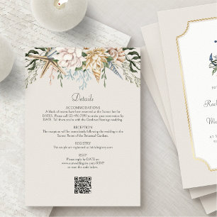 Tarjeta De Recepción Detalles del Boda Beach Seashells