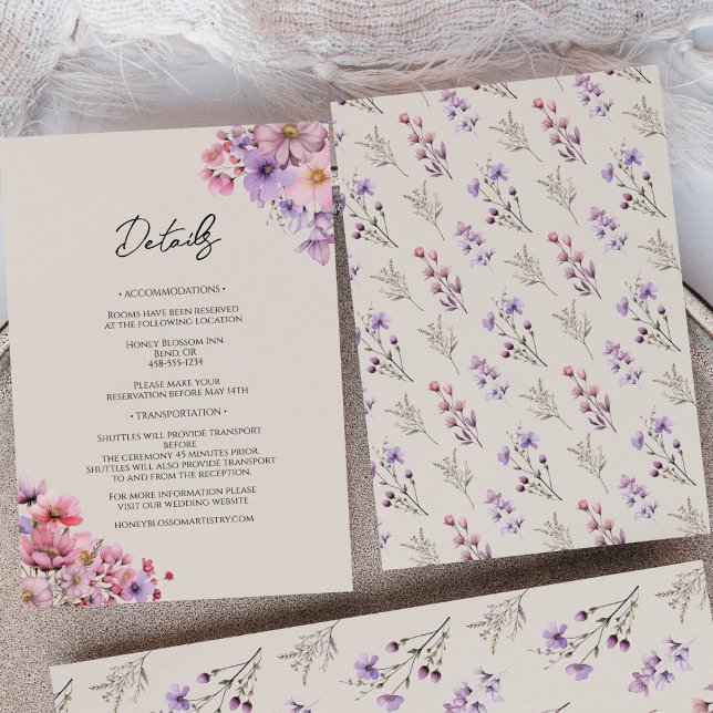 Tarjeta De Recepción Detalles del Boda Beige de flor silvestre moderno (Subido por el creador)