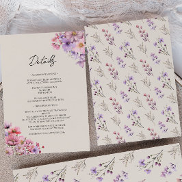 Tarjeta De Recepción Detalles del Boda Beige de flor silvestre moderno