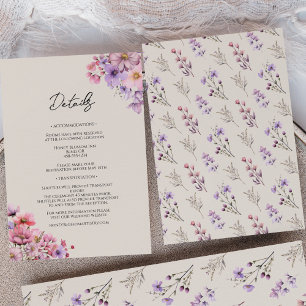 Tarjeta De Recepción Detalles del Boda Beige de flor silvestre moderno
