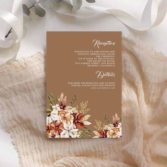 Tarjeta De Recepción Detalles del Boda Beige de Flor Silvestre Terracot (Subido por el creador)