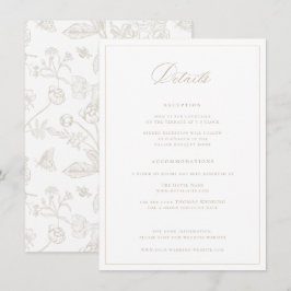 Tarjeta De Recepción Detalles del Boda Beige de Regency Era