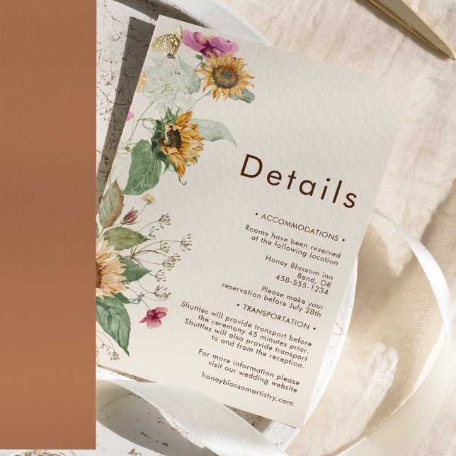 Tarjeta De Recepción Detalles del Boda beige del girasol ruso (Subido por el creador)