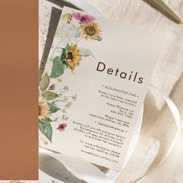Tarjeta De Recepción Detalles del Boda beige del girasol ruso