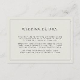 Tarjeta De Recepción Detalles del Boda beige simple de luz de borde