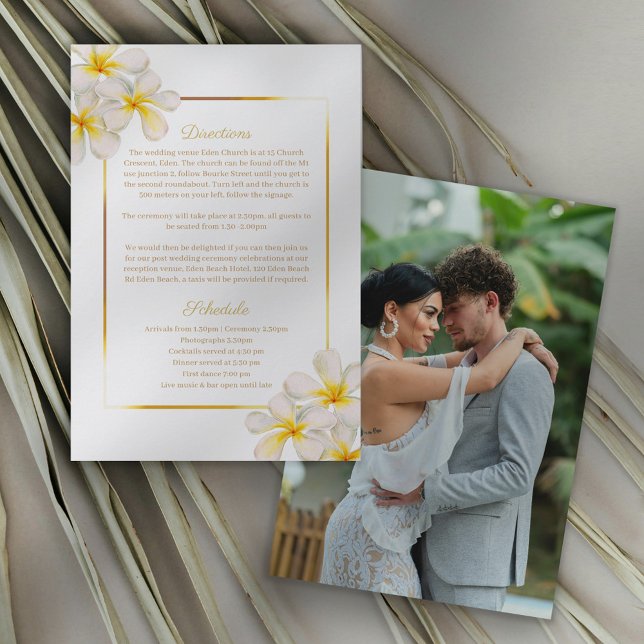 Tarjeta De Recepción Detalles del boda blanco amarillo frangipani (Subido por el creador)