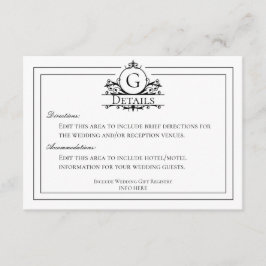 Tarjeta De Recepción Detalles del Boda blanco clásico