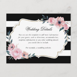 Tarjeta De Recepción Detalles del Boda blanco color de agua rosa floral