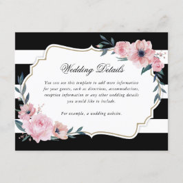 Tarjeta De Recepción Detalles del Boda blanco color de agua rosa floral