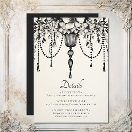 Tarjeta De Recepción Detalles del Boda blanco negro de lámpara de araña