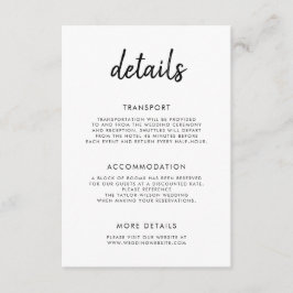 Tarjeta De Recepción Detalles del Boda blanco negro del guión negrita m