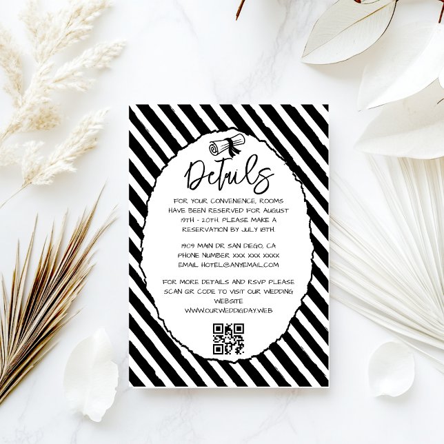 Tarjeta De Recepción Detalles del Boda blanco y negro (Subido por el creador)