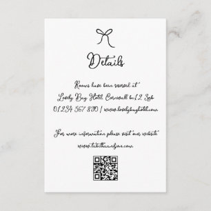 Tarjeta De Recepción Detalles del Boda blanco y negro de inclinación ma