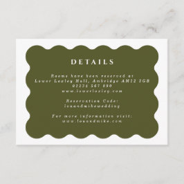 Tarjeta De Recepción Detalles del Boda blanco y verde ondulado de vinta