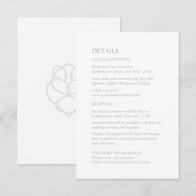 Tarjeta De Recepción Detalles del Boda Blue Celtic Irish Swan Love Knot (Anverso / Reverso)