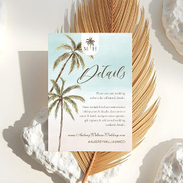 Tarjeta De Recepción Detalles del Boda Bohemio Tropical Palm Trees