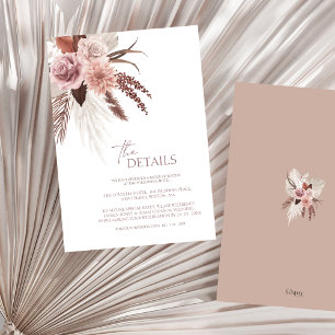 Tarjeta De Recepción Detalles del Boda Boho Dusty Pink Dried Flowers