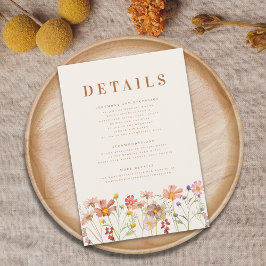 Tarjeta De Recepción Detalles del Boda Boho Fall Floral Terracotta