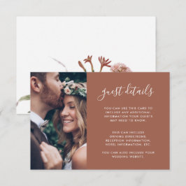 Tarjeta De Recepción Detalles del Boda Boho Floral Photo Terracotta