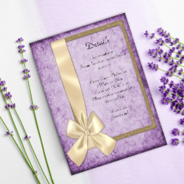 Tarjeta De Recepción Detalles del Boda Boho Purple Rustic