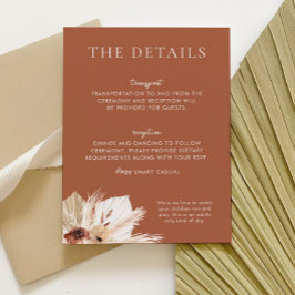 Tarjeta De Recepción Detalles del Boda Boho Rust Terracotta