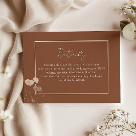 Tarjeta De Recepción Detalles del Boda Boho Terracotta
