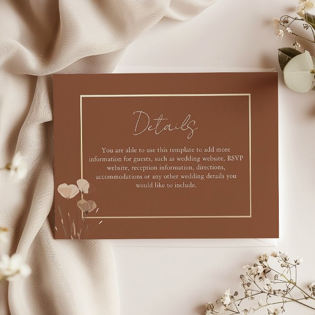 Tarjeta De Recepción Detalles del Boda Boho Terracotta (Subido por el creador)