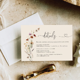 Tarjeta De Recepción Detalles del Boda Boho Tiny Wildflower