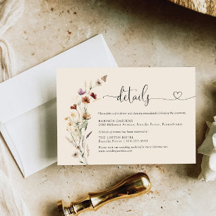 Tarjeta De Recepción Detalles del Boda Boho Tiny Wildflower