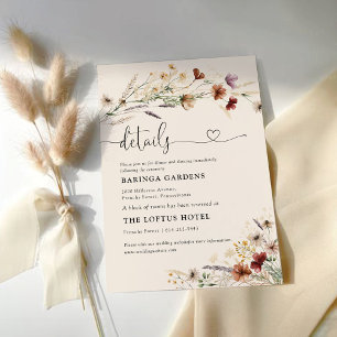 Tarjeta De Recepción Detalles del Boda Boho Tiny Wildflower