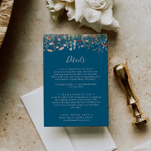 Tarjeta De Recepción Detalles del Boda Boho Wildflower de la Marina