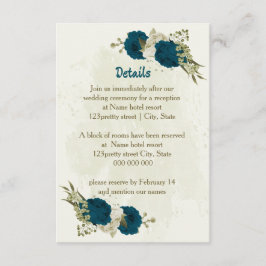Tarjeta De Recepción detalles del boda botánico beige azul verde azulad