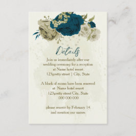 Tarjeta De Recepción detalles del boda botánico beige azul verde azulad