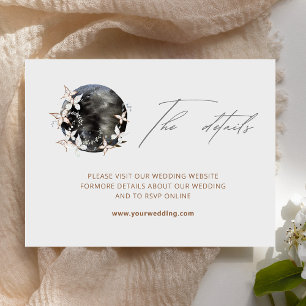 Tarjeta De Recepción Detalles del Boda Botánico Celeste Boho Moon