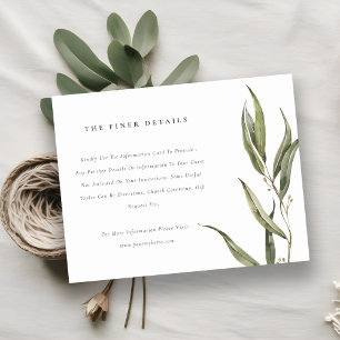 Tarjeta De Recepción Detalles del Boda botánico de Eucalyptus Watercolo