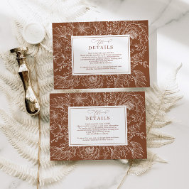 Tarjeta De Recepción Detalles del Boda botánico de Terracotta minimalis