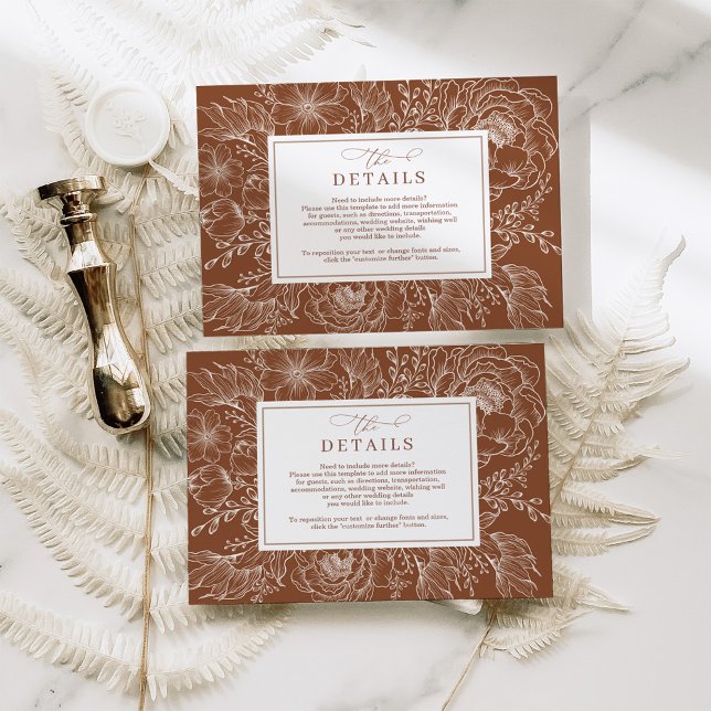 Tarjeta De Recepción Detalles del Boda botánico de Terracotta minimalis (Subido por el creador)