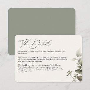 Tarjeta De Recepción Detalles del Boda botánico de vegetación simple