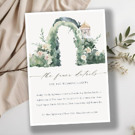 Tarjeta De Recepción Detalles del Boda Botánico del Arco Jardín Pastel