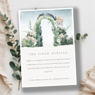 Tarjeta De Recepción Detalles del Boda Botánico del Arco Jardín Pastel